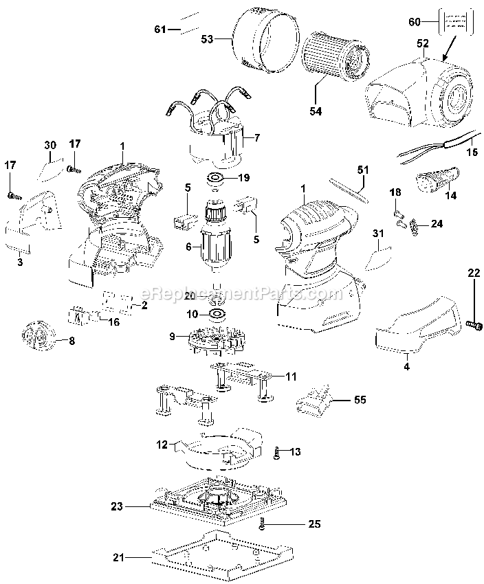 Black and Decker QS1000-B2 (Type 1) Sander Power Tool Page A Diagram